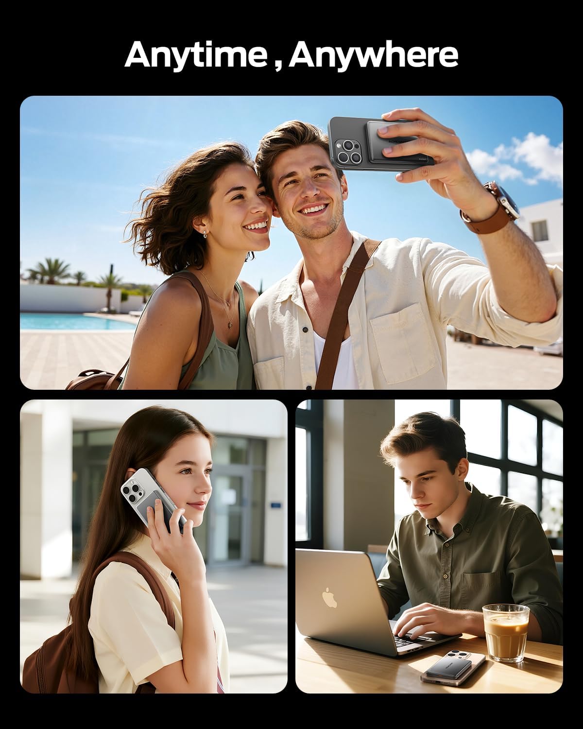 Ultra-Slim 10,000mAh Magnetic Power Bank - Fast Wireless Charger for iPhone 17/16/15/14/13/12 - Travel Essential in Slate Gray