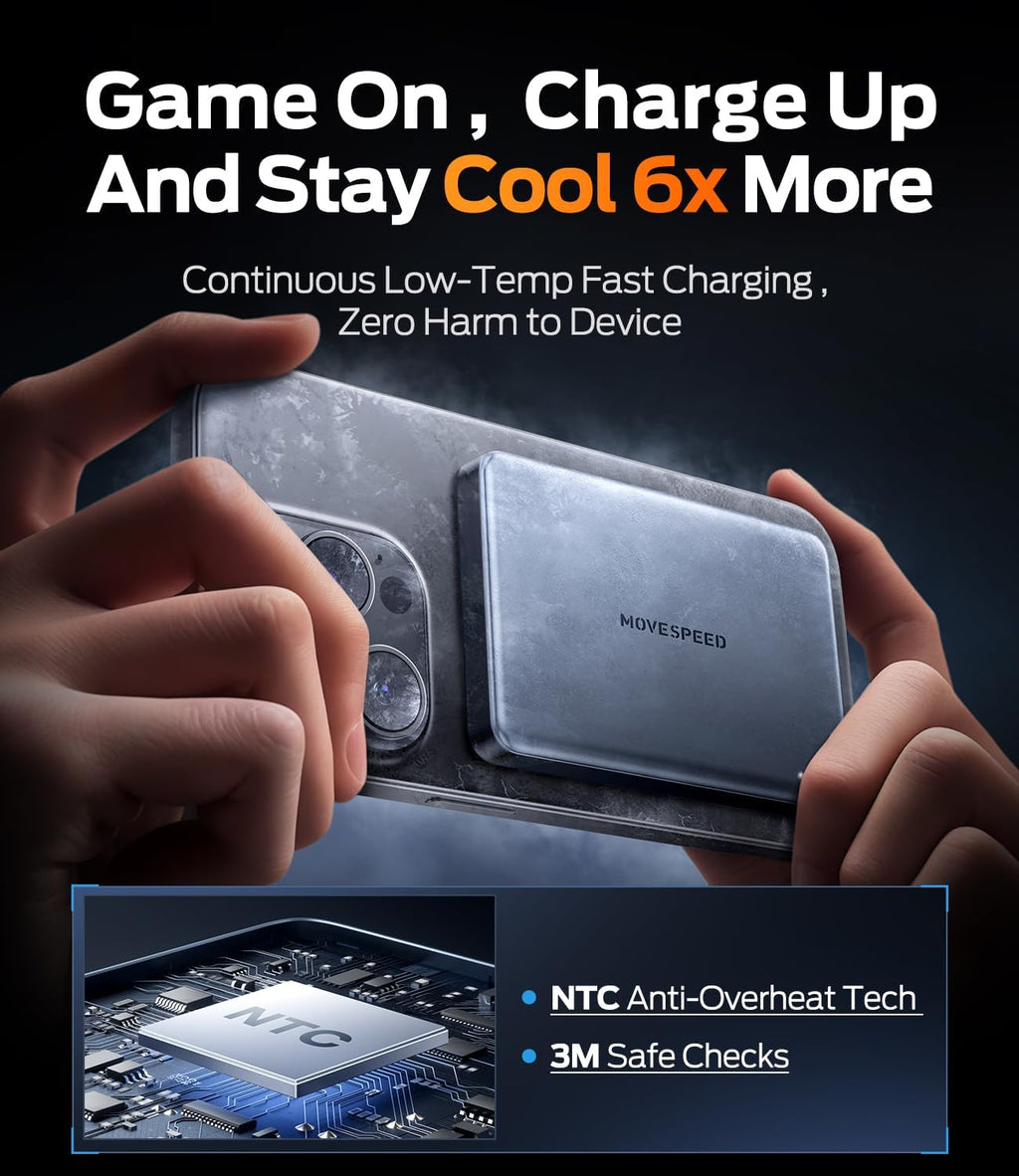 Ultra-Slim 10,000mAh Magnetic Power Bank - Fast Wireless Charger for iPhone 17/16/15/14/13/12 - Travel Essential in Slate Gray