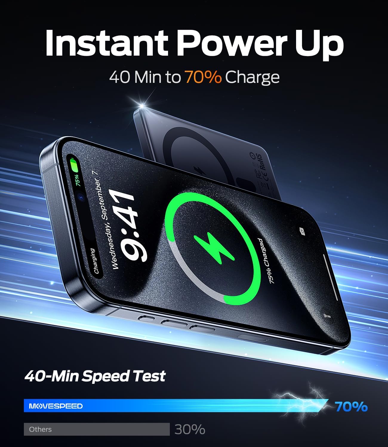 Ultra-Slim 10,000mAh Magnetic Power Bank - Fast Wireless Charger for iPhone 17/16/15/14/13/12 - Travel Essential in Slate Gray